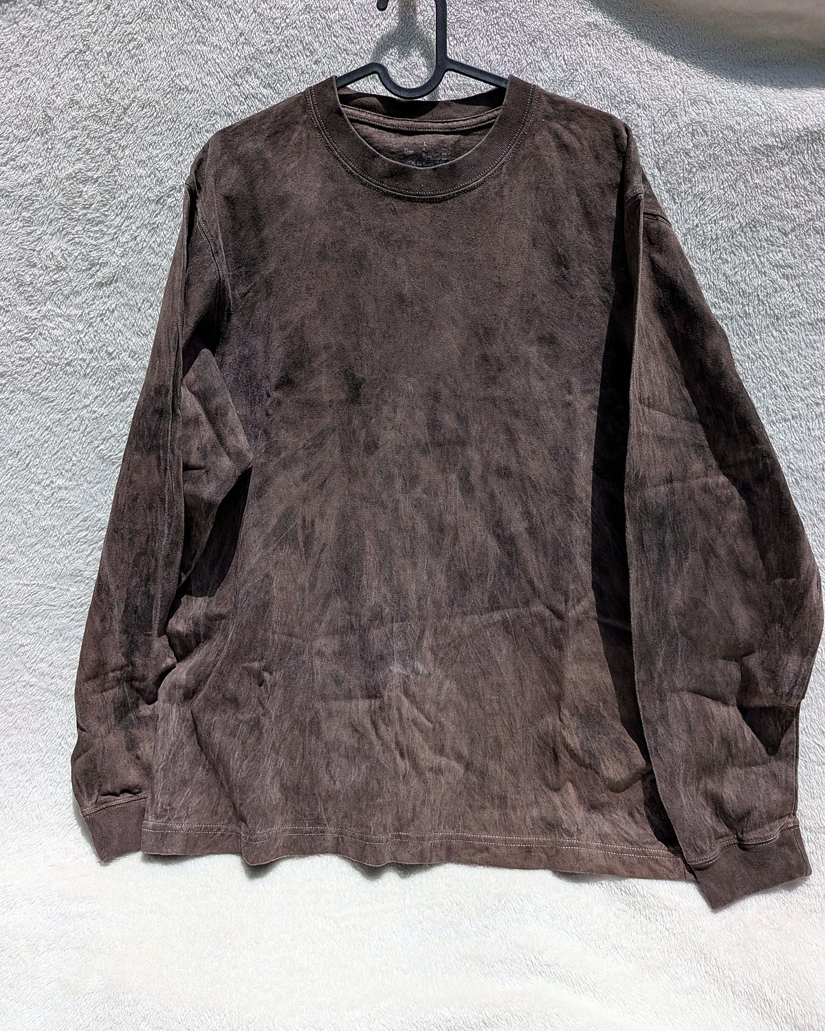 Kakishibu-dyed crew neck long-sleeve T-shirt